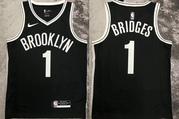 Men's Brooklyn Nets #1 Mikal Bridges Black Stitched Basketball Jersey Men's Brooklyn Nets #1 Mikal Bridges Black Stitched Basketball Jersey